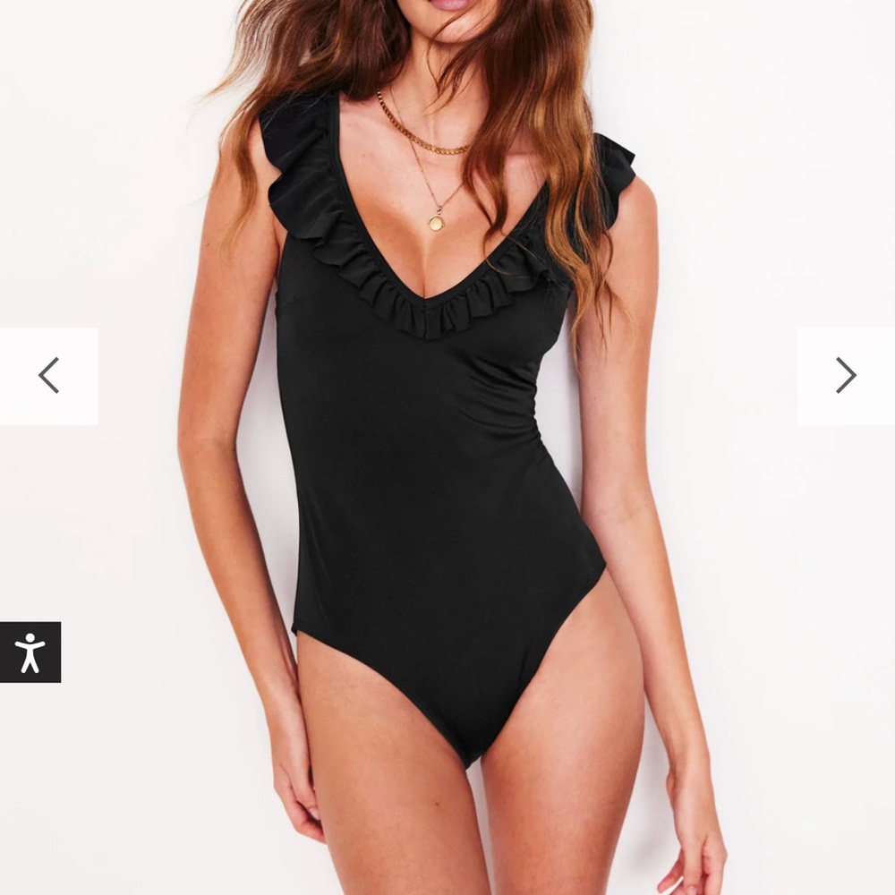 Boden Black Ruffle One Piece Swimsuit